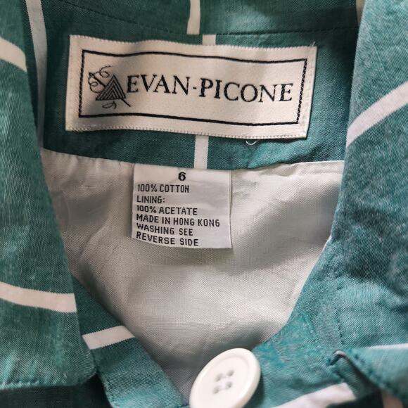 Evan-Picone White Striped Green Cropped Size 6 Small - Picture 9 of 9